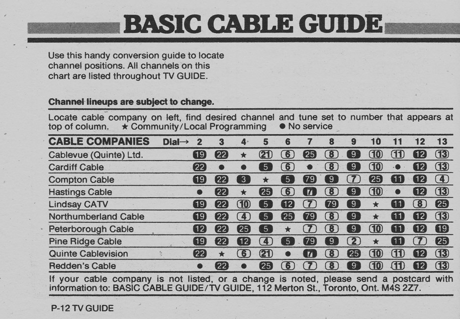 basic cable tv schedule
